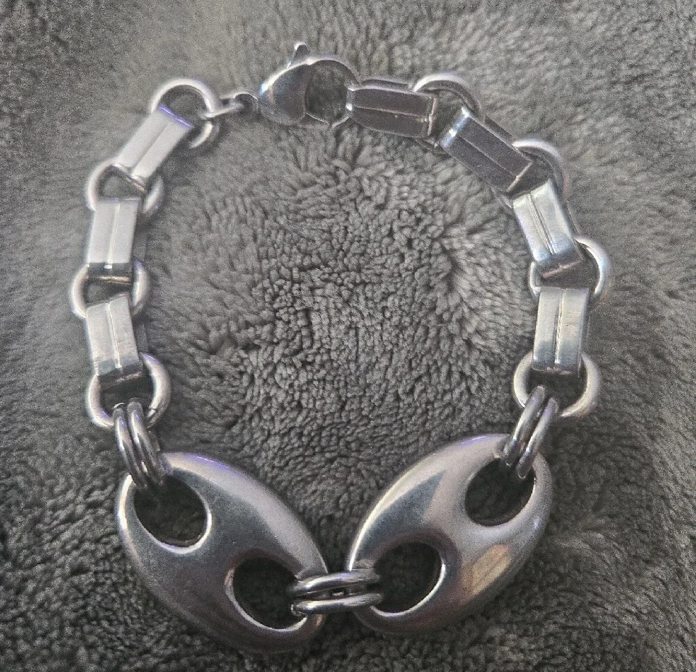 Men's Chunky Hermes Style Silver Tone Large Link Bracelet - Polished Metal